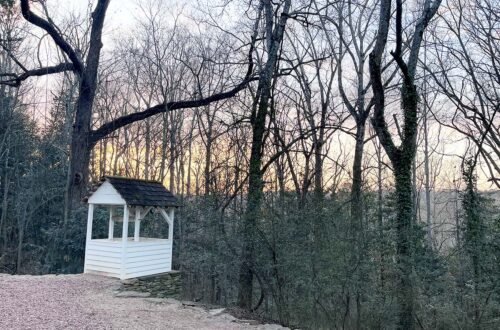 Well overlooking the January winter sunset in Atlanta