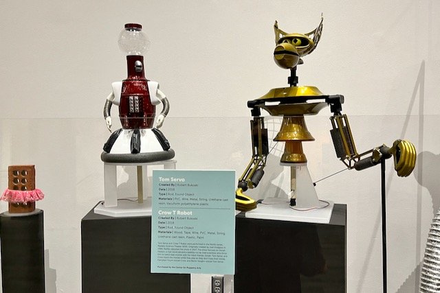 “Found It! Pop-Up Exhibition” at Atlanta's Center for Puppetry Arts featuring Tom Servo and Crow T Robot from the Netflix series Mystery Science Theater 3000