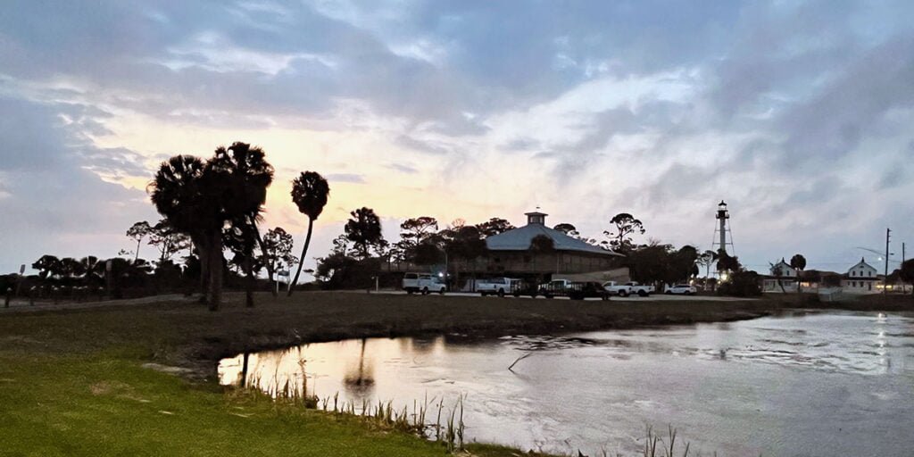 The Cape San Blas Lighthouse in Port St. Joe, Florida at Sunset | atlantaandbeyond.com