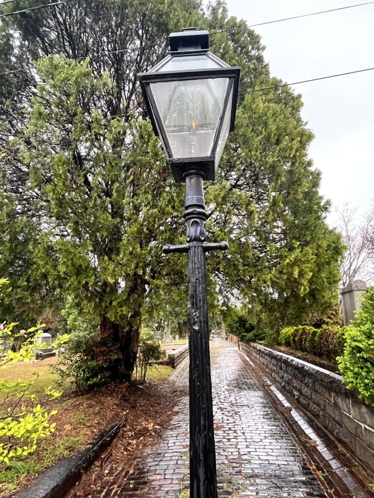 This historic gas lamp in Atlanta's Oakland Cemetery is named after the beloved local Atlanta historian Franklin Garrett | atlantaandbeyond.com