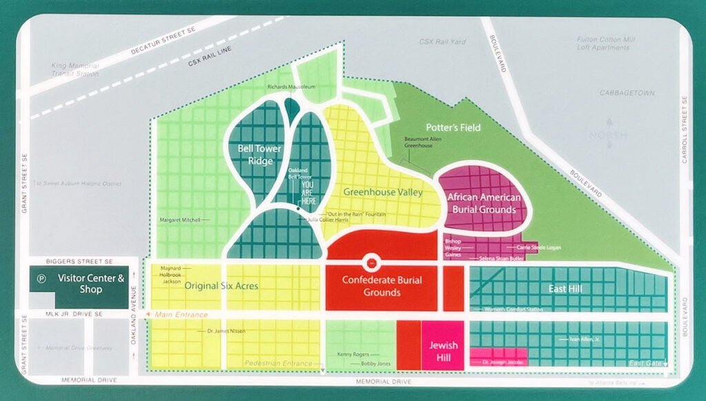 Map of Oakland Cemetery, Atlanta | atlantaandbeyond.com