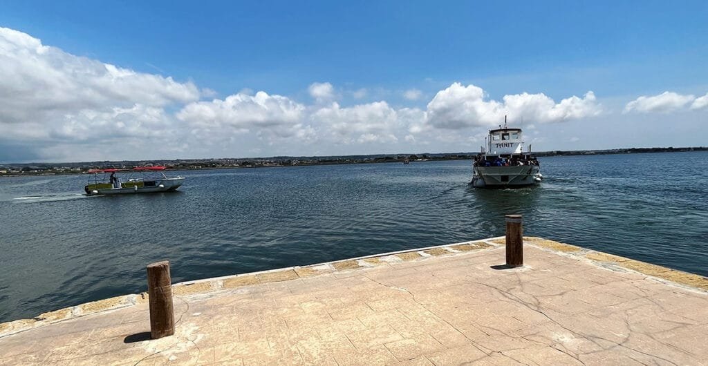 Water taxi dock on the Sicilian island of San Pantaleo | atlantaandbeyond.com