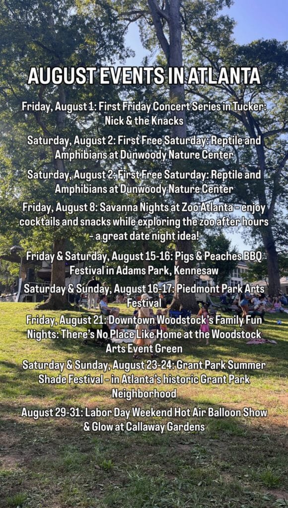Fun Things to do in August in Atlanta | atlantaandbeyond.com