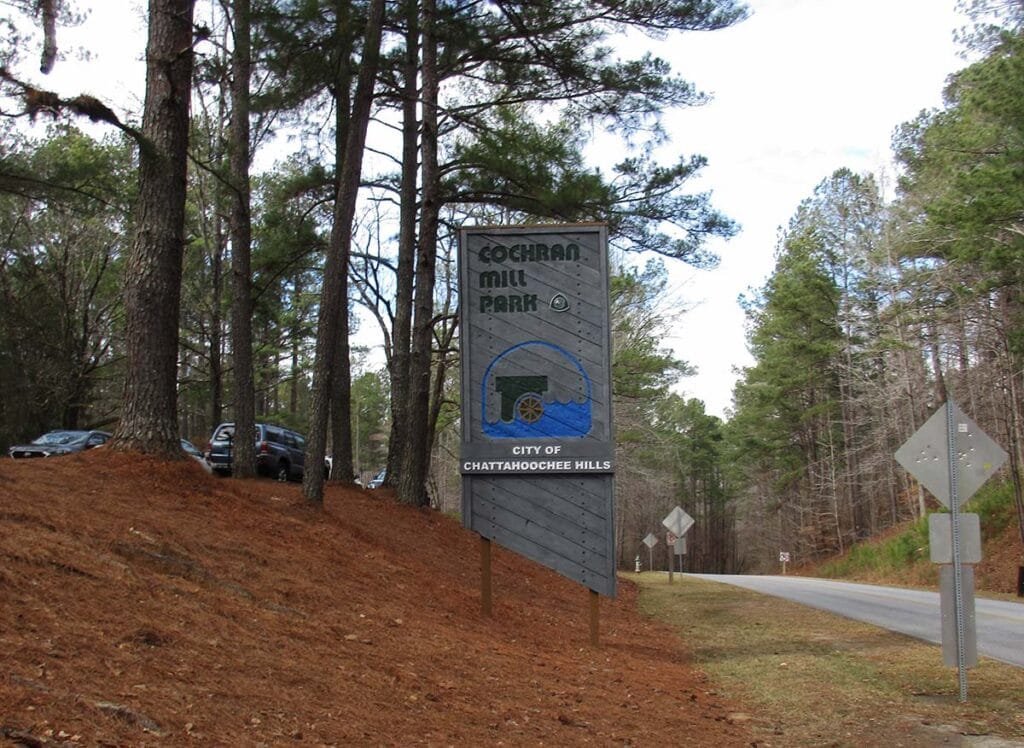 Entrance to Cochran Mill Park in Chattahoochee Hills, Georgia | atlantaandbeyond.com