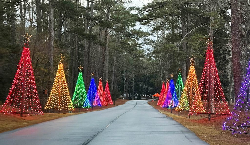 check out Christmas Tree Lane with its colorful Christmas trees before the magic begins! | atlantaandbeyond.com