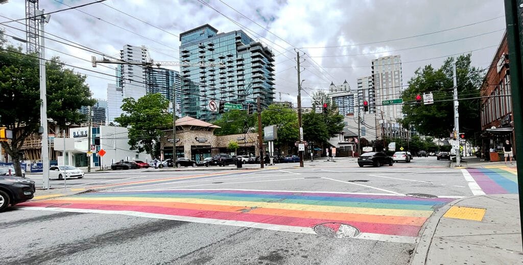 The rainbow crosswalk in Midtown, Atlanta | atlantaandbeyond.com