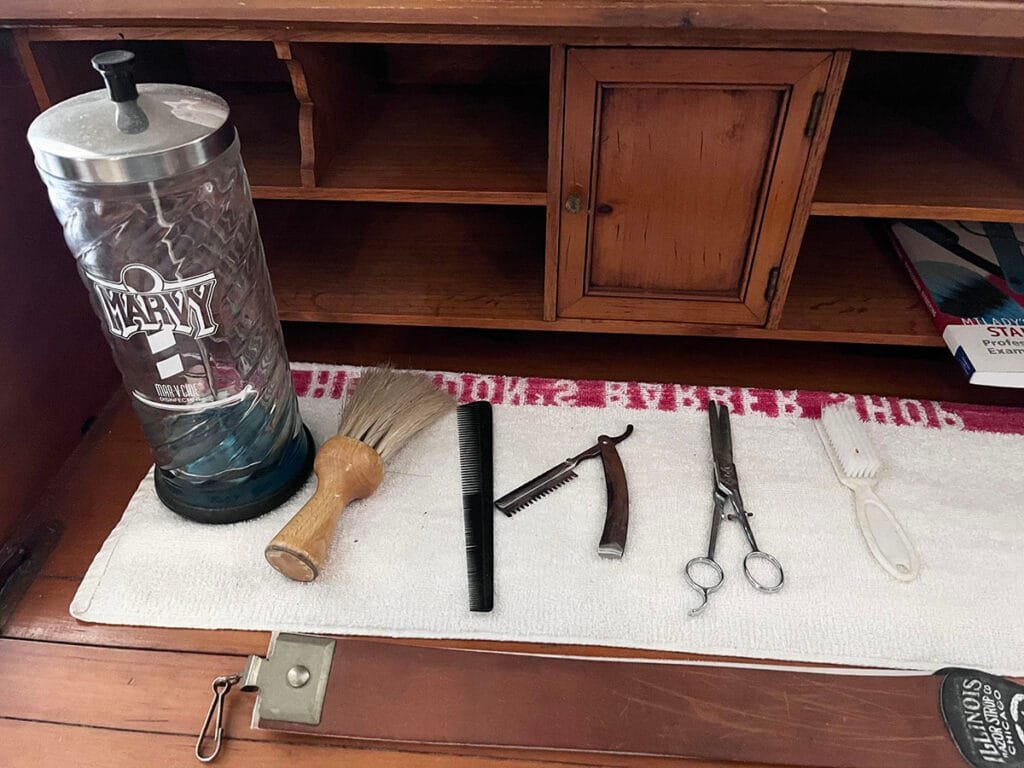 Barber tools on display in the basement of the Herndon Home | atlantaandbeyond.com